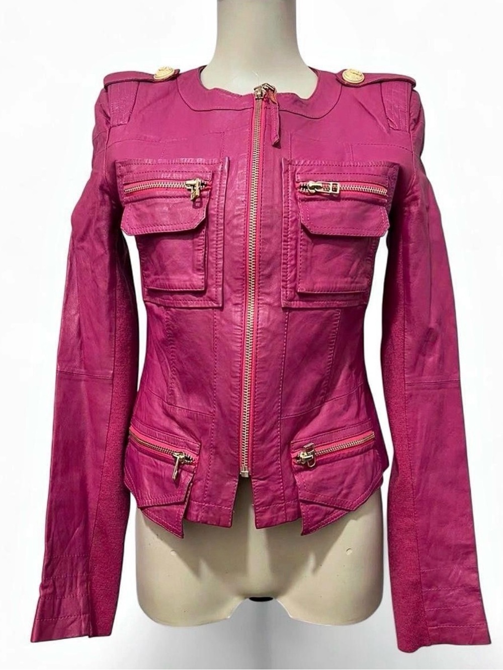 💖 Vintage Y2K Hot Pink Leather Style Jacket 💖